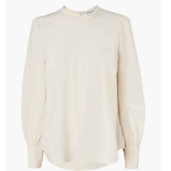 L.K.Bennett Timian Silk Blouse, Cream, Gathered Sleeves - Picture 4 of 15